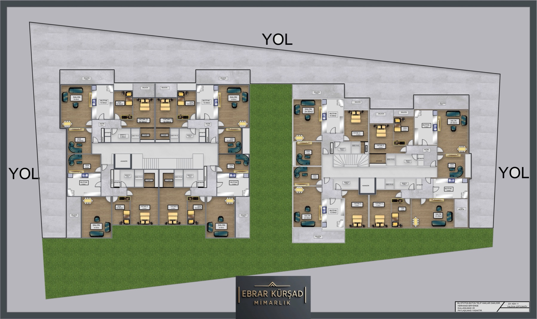 İris Konakları normal kat ve vaziyet planı